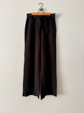 ModCloth Black High-Waist Wide Leg Pants with Tie Belt